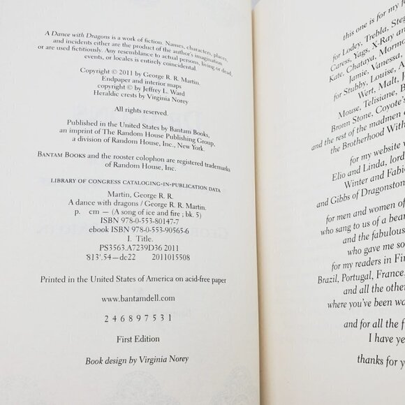 George R.R. Martin Dance With Dragons True First Edition Hardcover Book Fantasy - Picture 2 of 12